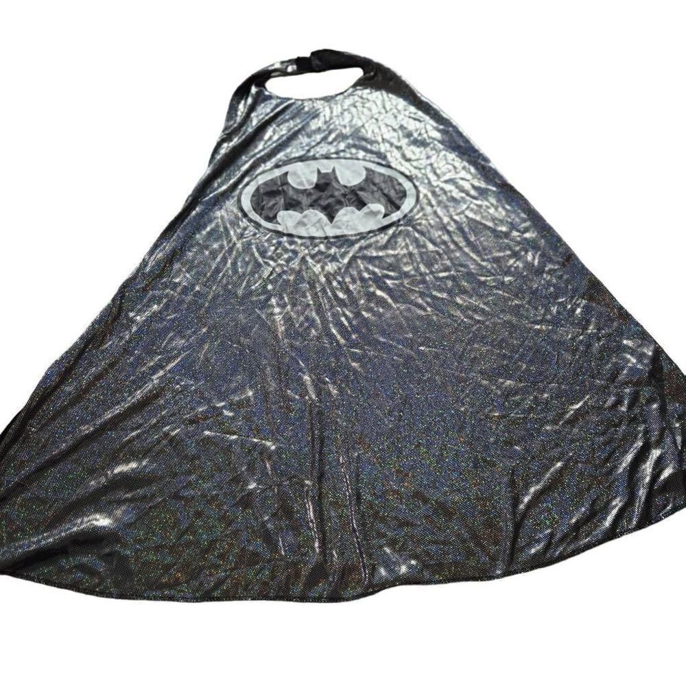 Six Flags BATMAN Cape Costume Cosplay Unisex DC SUPERHERO Silver iridescent